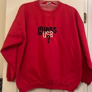 Guess USA Women’s Heavyweight Sweatshirt, Red